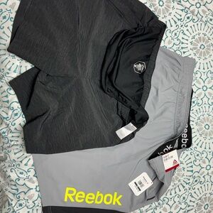 Reebok XL Gray and Asics L Black Performance Athletic Shorts BUNDLE